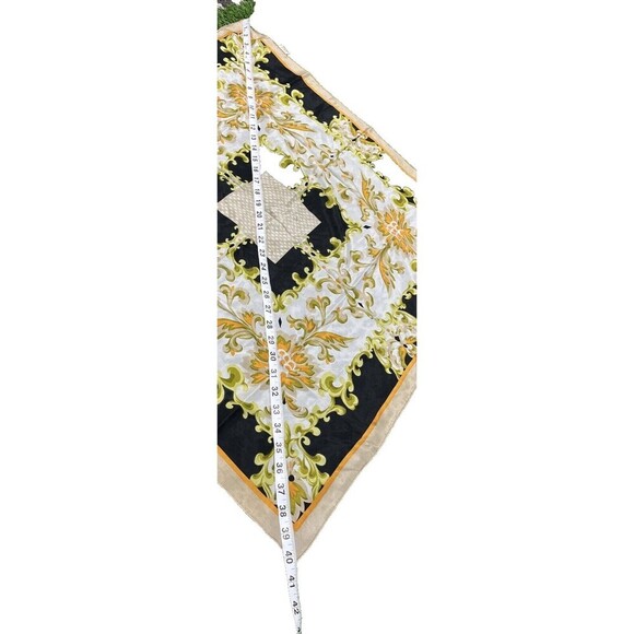 Triangle Vintage Luxurious Floral  Hand Printed Scarf Pure Silk  Made in China - Picture 7 of 7
